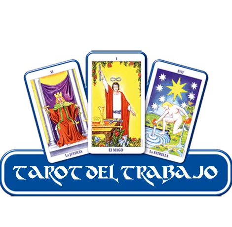 Tres cartas del tarot con un cartel debajo de ellas donde pone, tarot del trabajo.